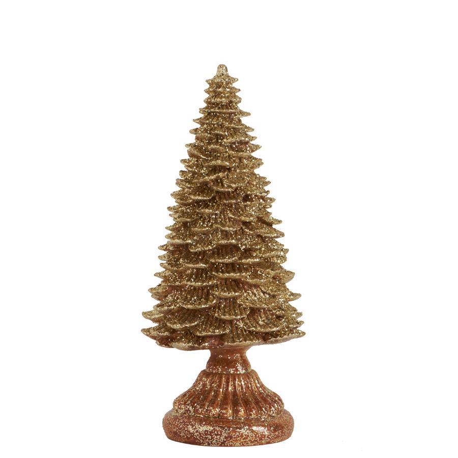 Gold Glitter Tree on Ribbed Base