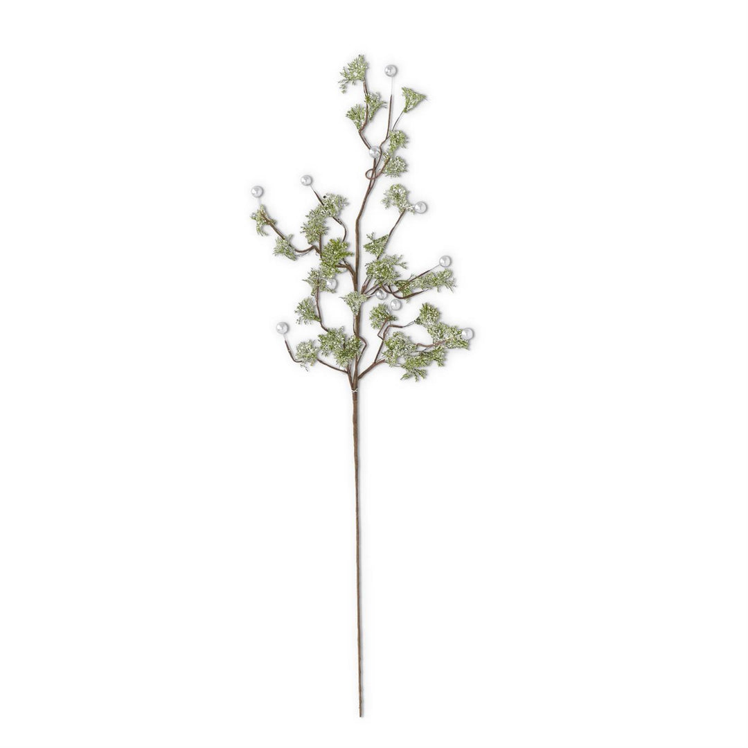 Green Glittered Stem with Silver Beads