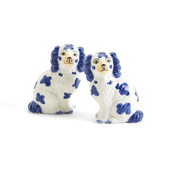 Blue & White Staffordshire Dog Salt & Pepper Shakers