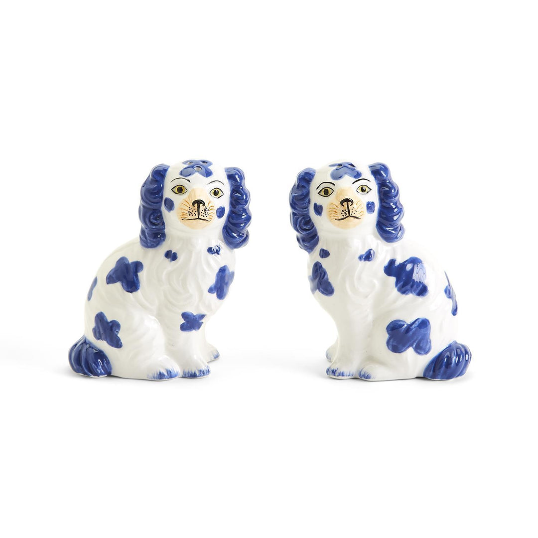Blue & White Staffordshire Dog Salt & Pepper Shakers
