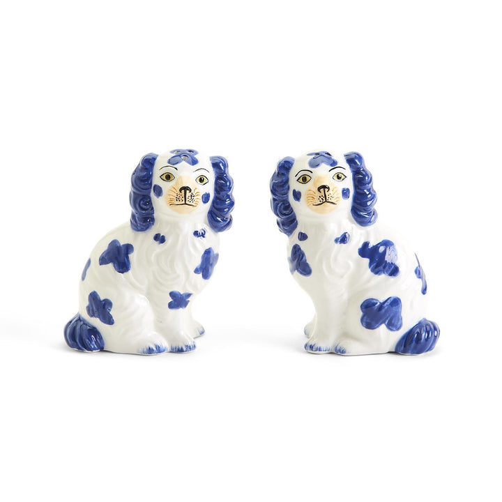 Blue & White Staffordshire Dog Salt & Pepper Shakers