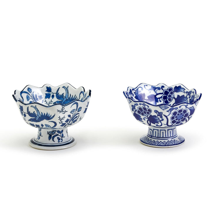 Blue & White Lotus Scalloped Bowl
