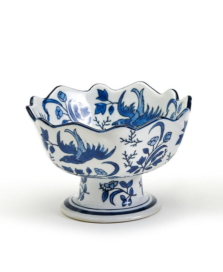 Blue & White Lotus Scalloped Bowl