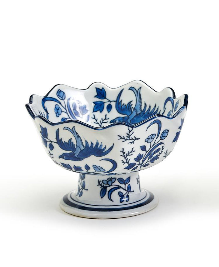 Blue & White Lotus Scalloped Bowl