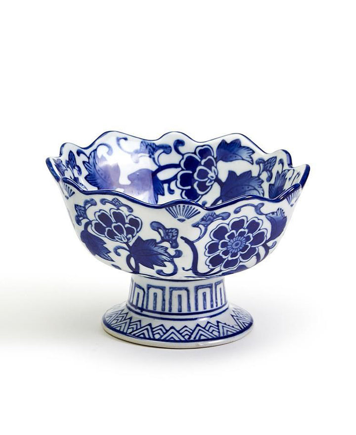 Blue & White Lotus Scalloped Bowl