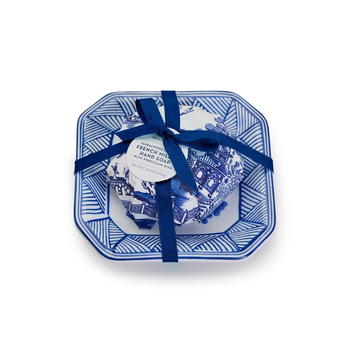 Blue Willow Sandalwood Soap with Porcelain Dish