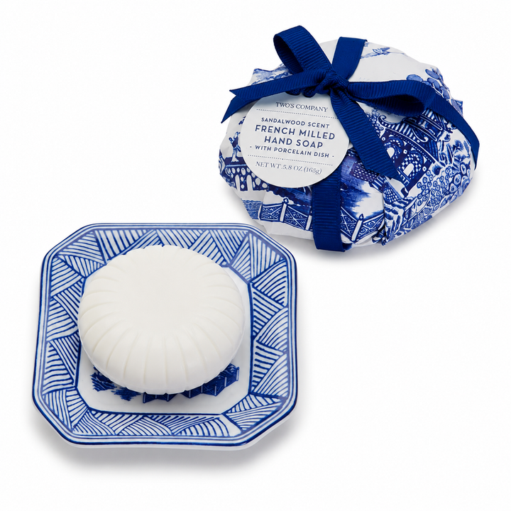 Blue Willow Sandalwood Soap with Porcelain Dish