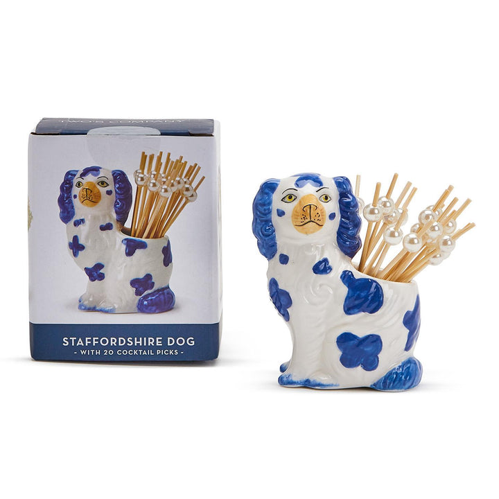 Blue & White Staffordshire Dog Cocktail Pick Holder
