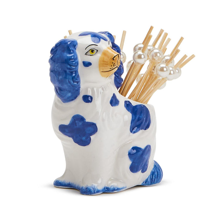 Blue & White Staffordshire Dog Cocktail Pick Holder