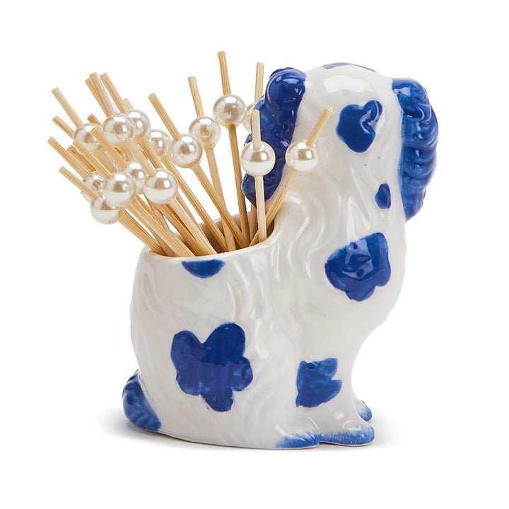 Blue & White Staffordshire Dog Cocktail Pick Holder