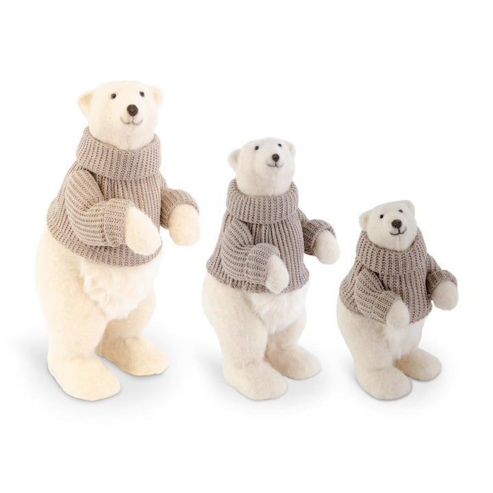 Cream Polar Bear Family in Sweaters - Set/3