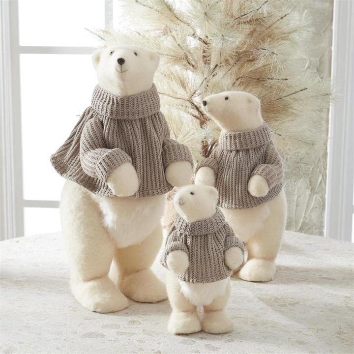 Cream Polar Bear Family in Sweaters - Set/3
