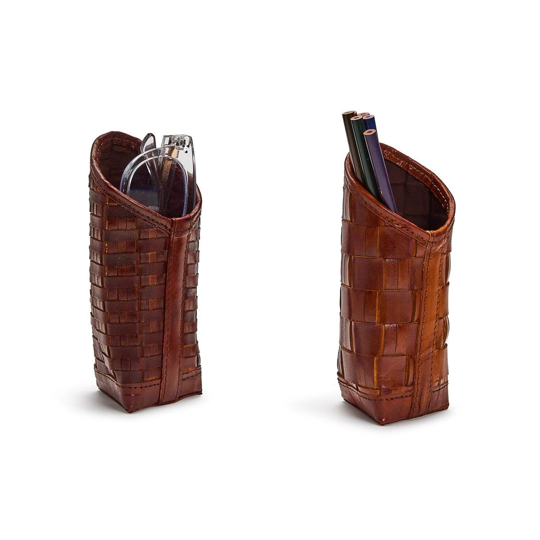 Woven Leather Eyeglass Holder