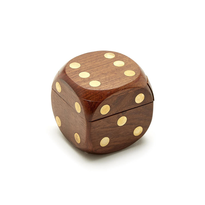 Acacia Wood Dice Box with 6 Dice
