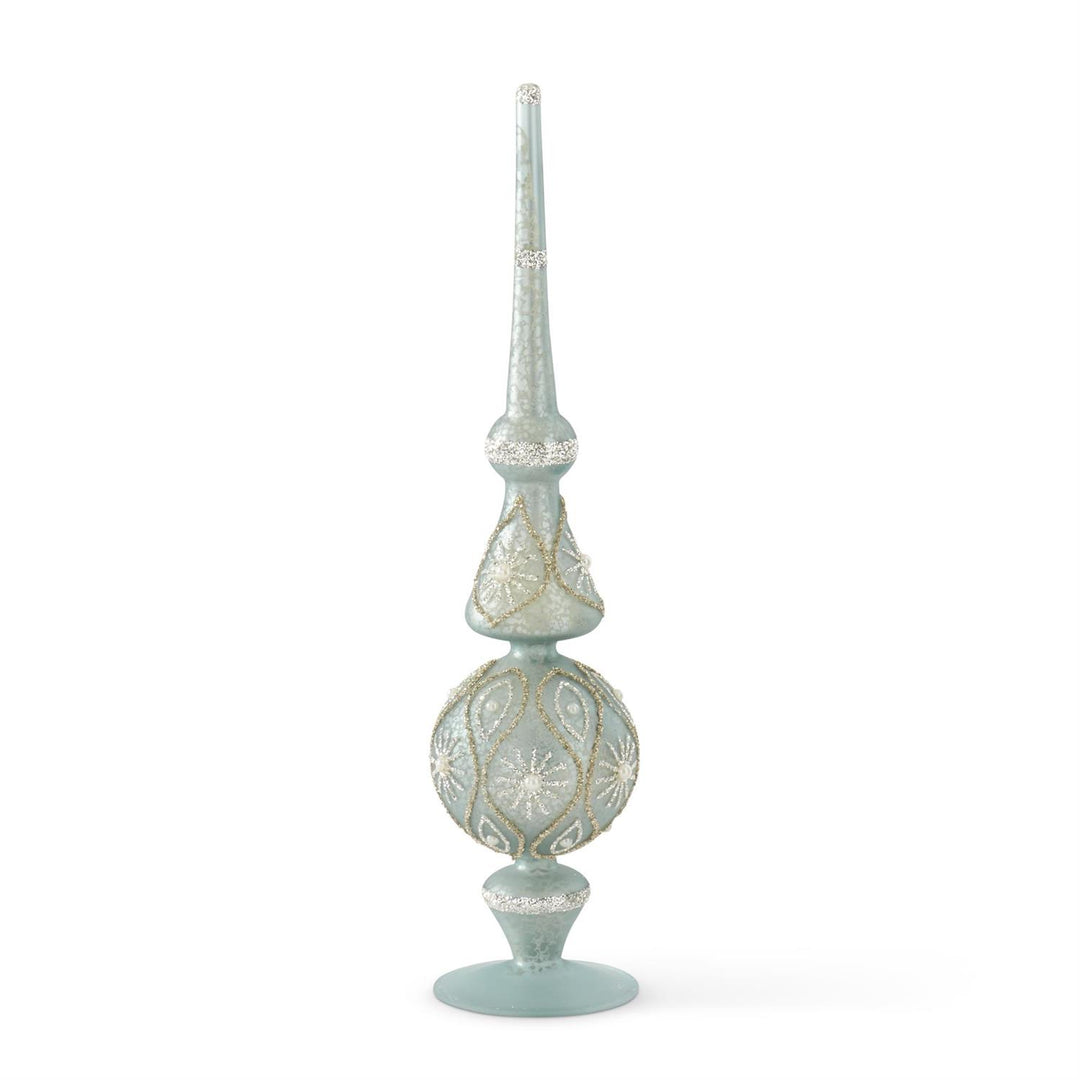 Glittered Blue Mercury Glass Finials, Set of 3