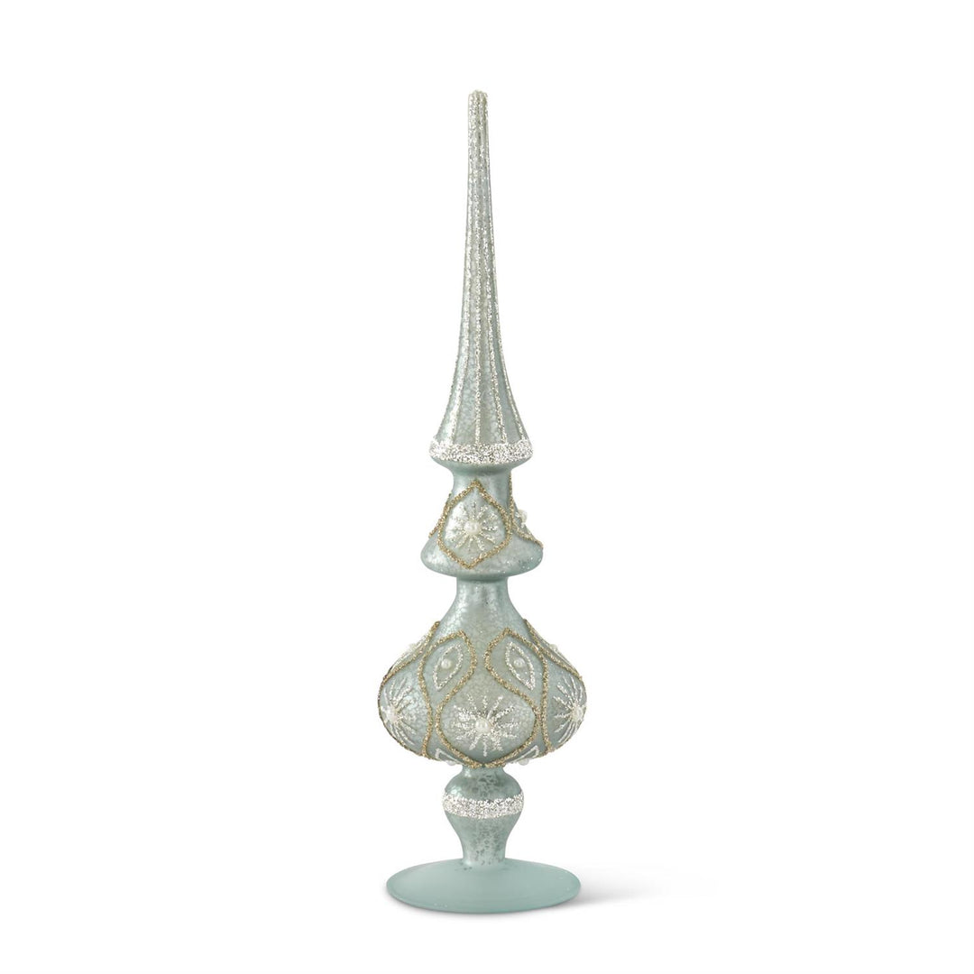 Glittered Blue Mercury Glass Finials, Set of 3