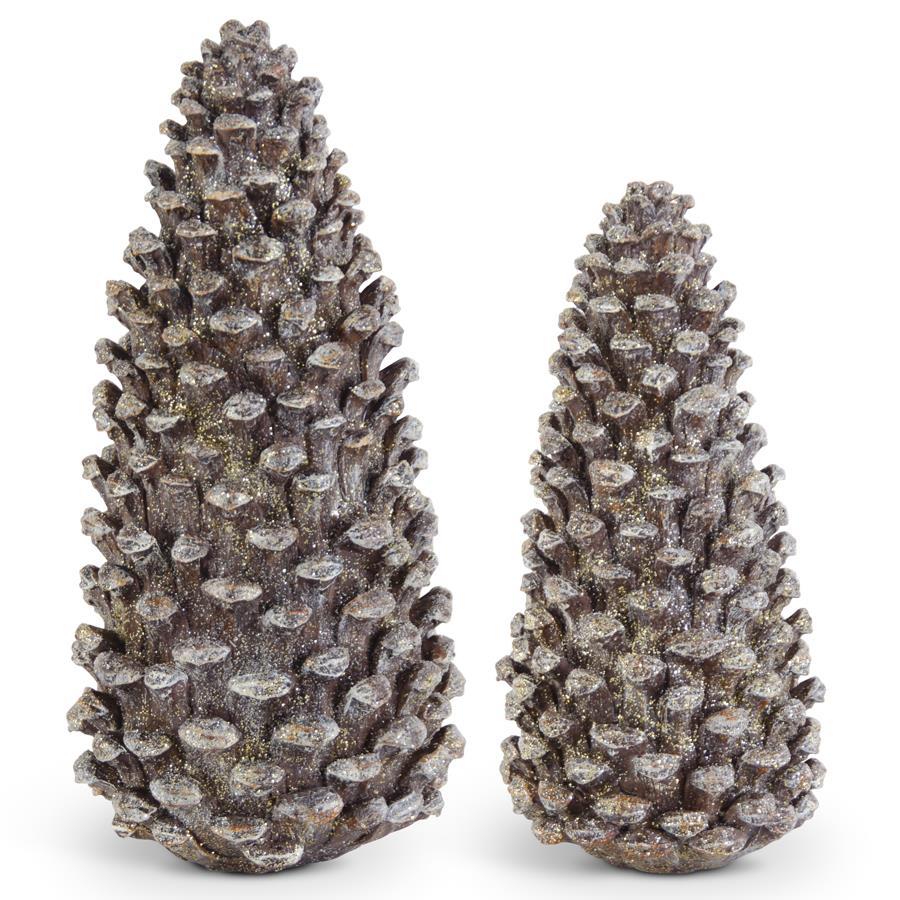 Glittered Brown Standing Pinecones, Set of 2