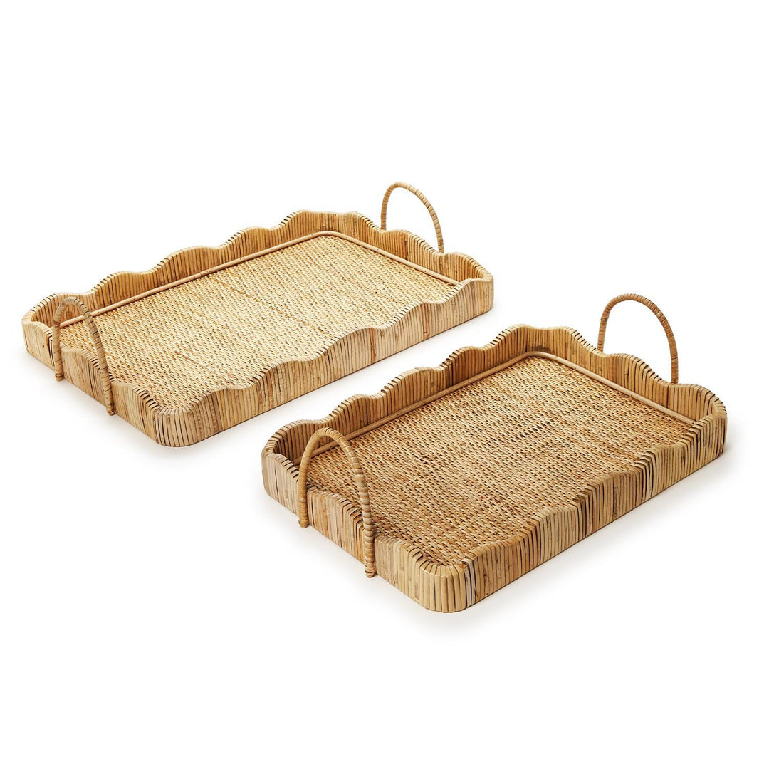 Rattan Tray with Scalloped Edge
