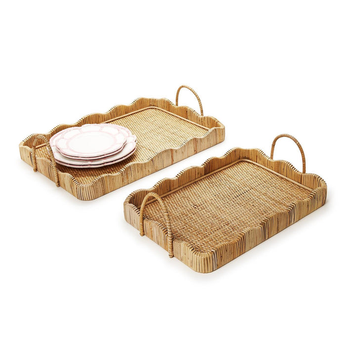 Rattan Tray with Scalloped Edge