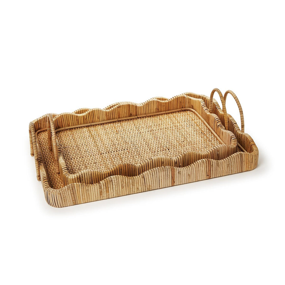 Rattan Tray with Scalloped Edge