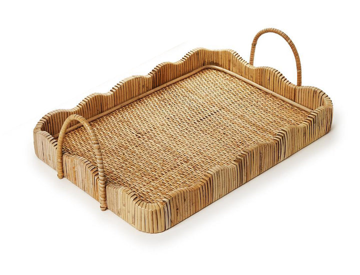 Rattan Tray with Scalloped Edge