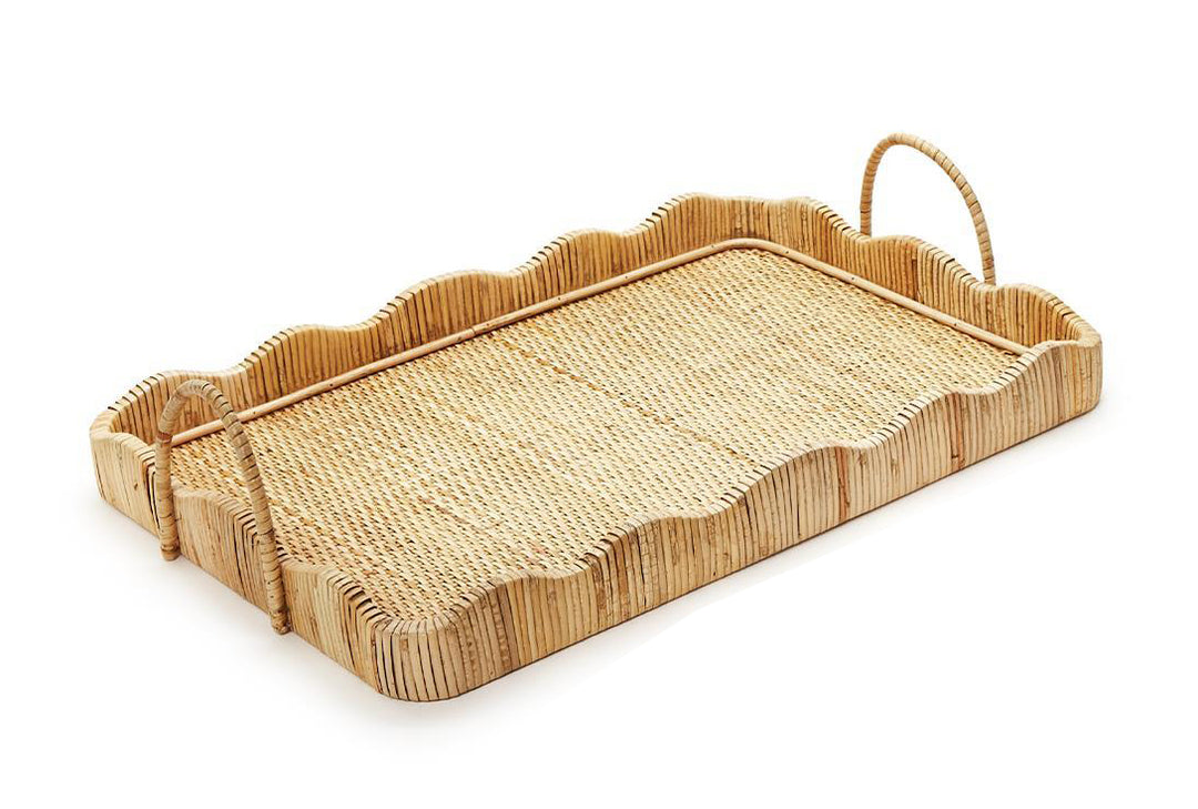 Rattan Tray with Scalloped Edge