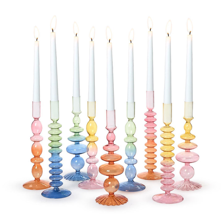 Hand-Blown Glass Tapered Candleholders