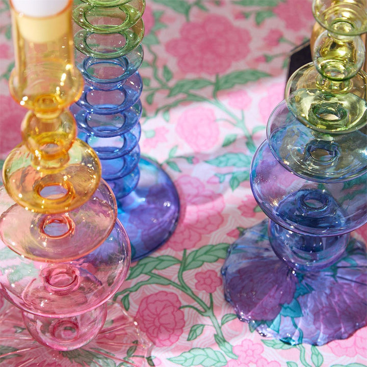 Hand-Blown Glass Tapered Candleholders