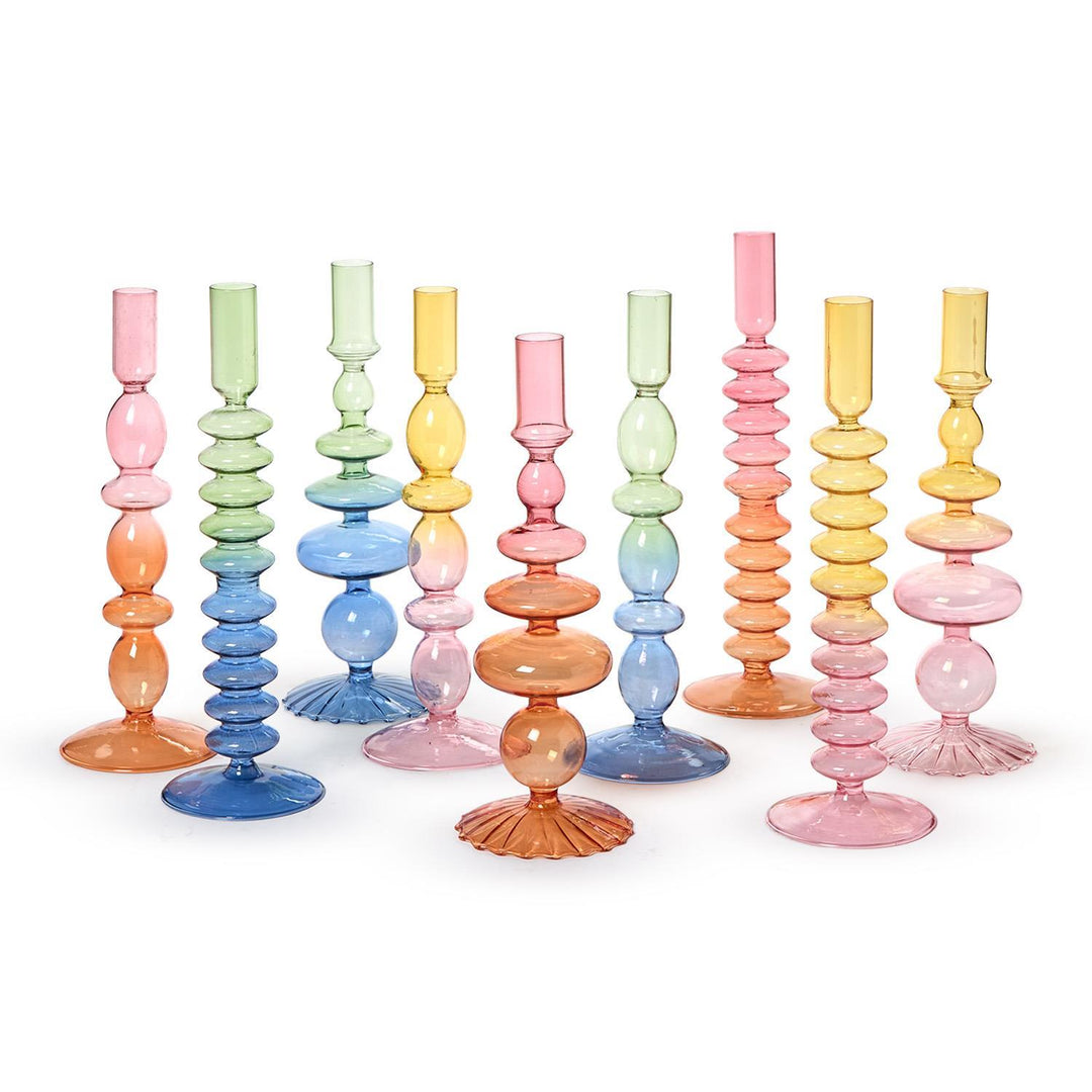 Hand-Blown Glass Tapered Candleholders