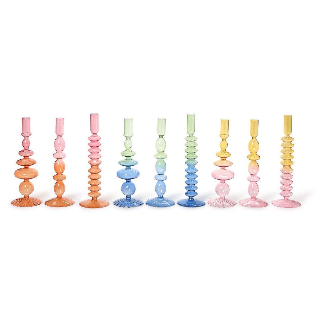 Hand-Blown Glass Tapered Candleholders