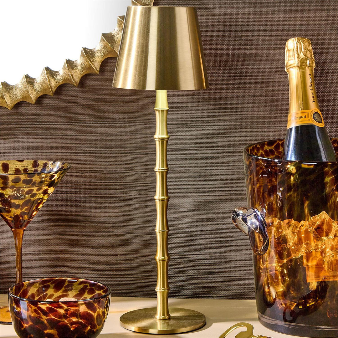LED Portable Cordless Gold Bamboo Table Lamp
