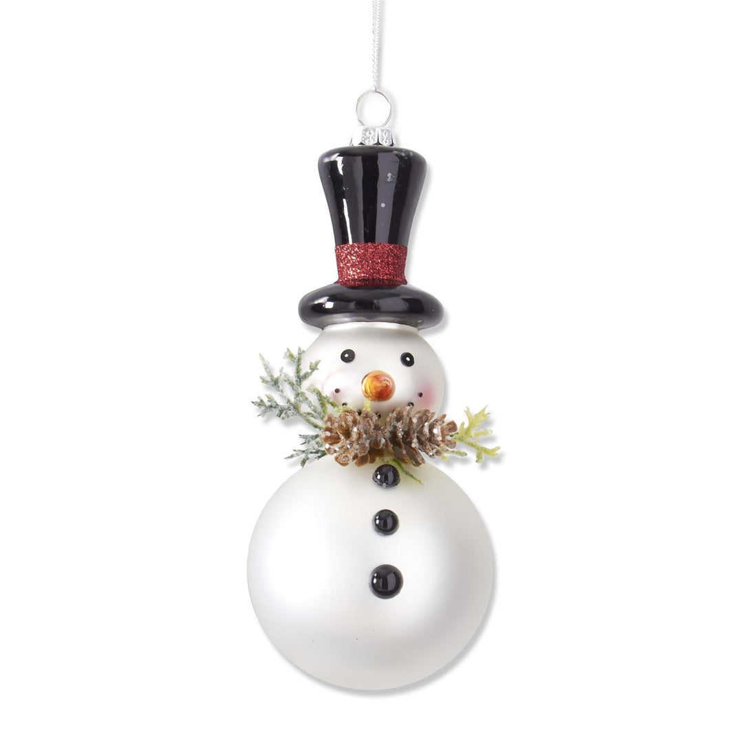 Matte White Blown Glass Snowman Ornament