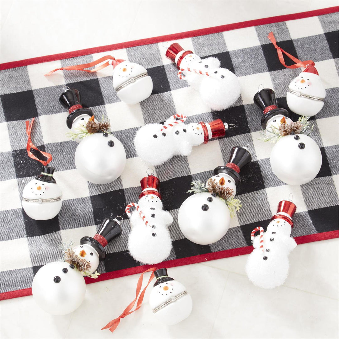 Matte White Blown Glass Snowman Ornament