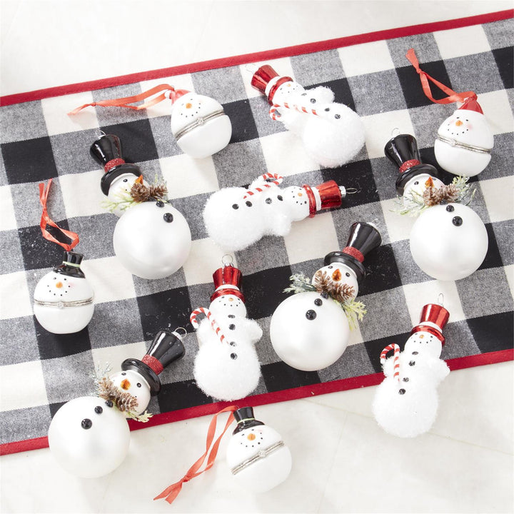 Matte White Blown Glass Snowman Ornament