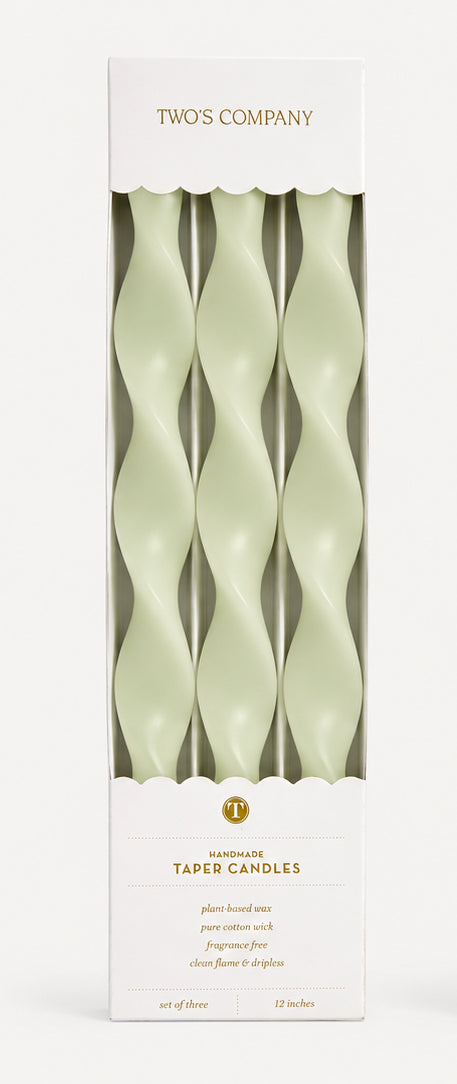 Handmade Twisted Taper Candles – Set of 3