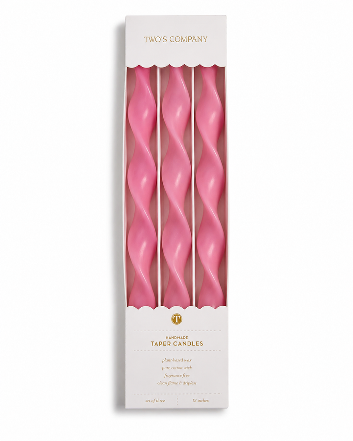 Handmade Twisted Taper Candles – Set of 3