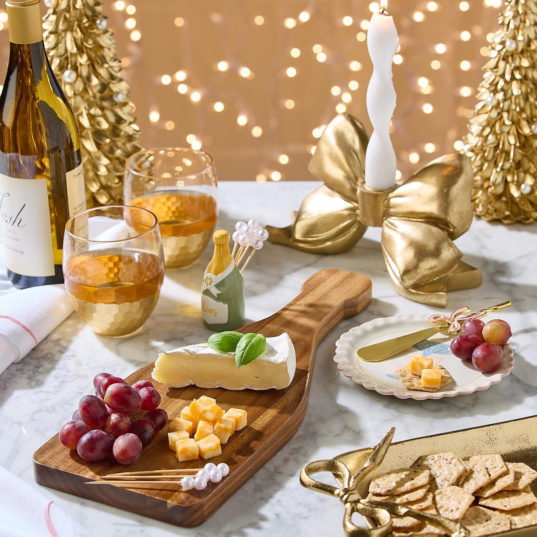 Champagne Bottle Pick Holder with 20 Pearl Cocktail Picks