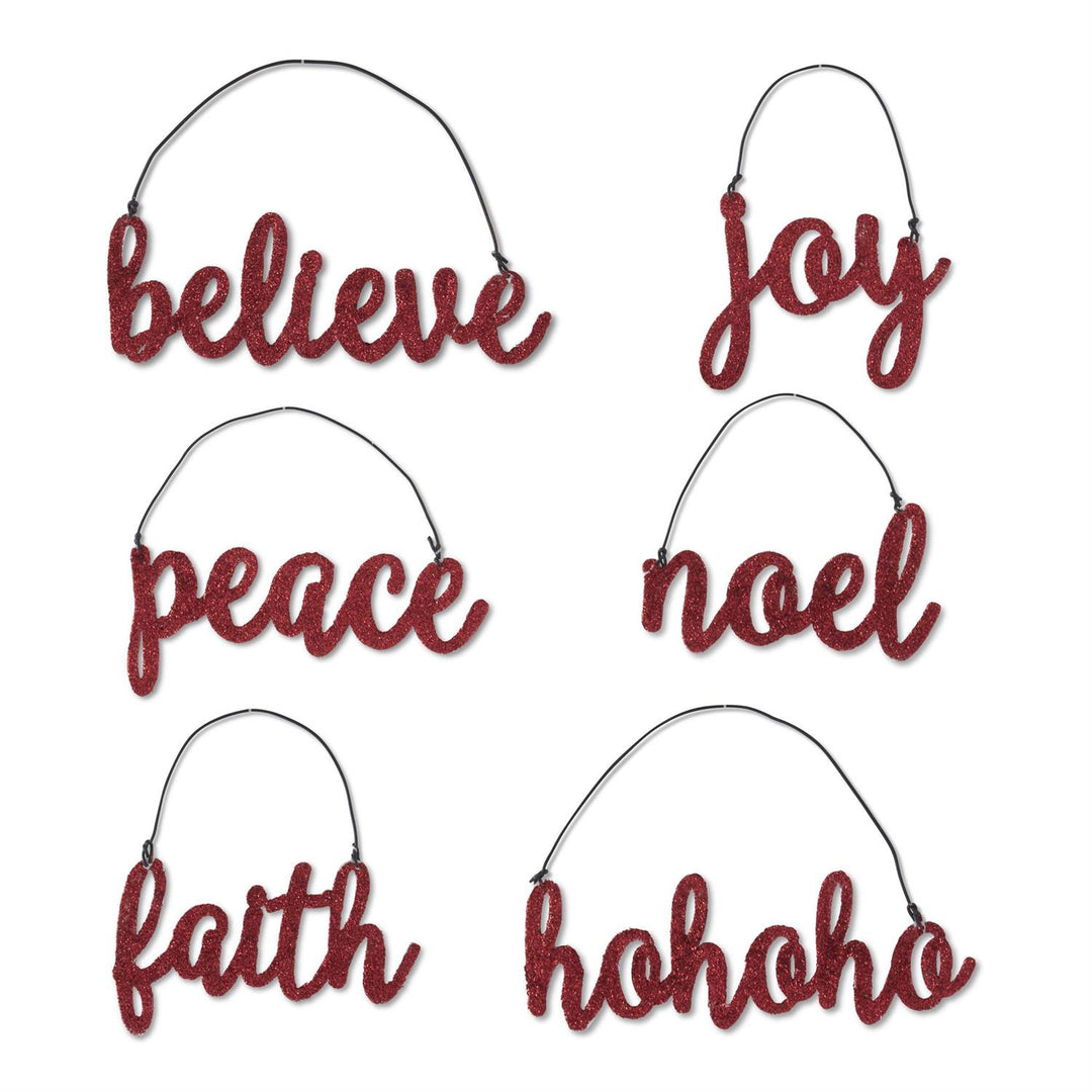 Red Glitter Holiday Message Ornament