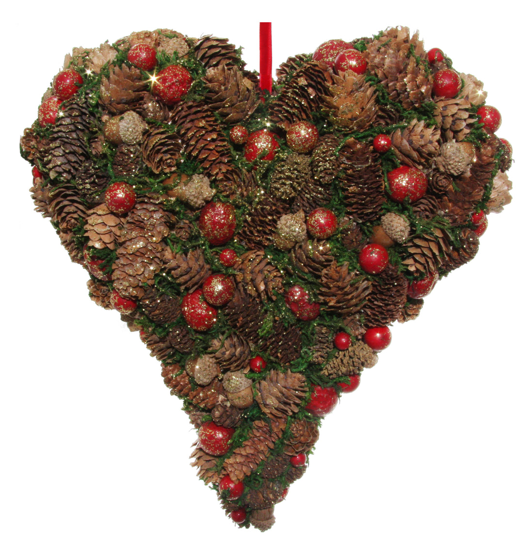 Pinecone Acorn Berry Glitter Heart