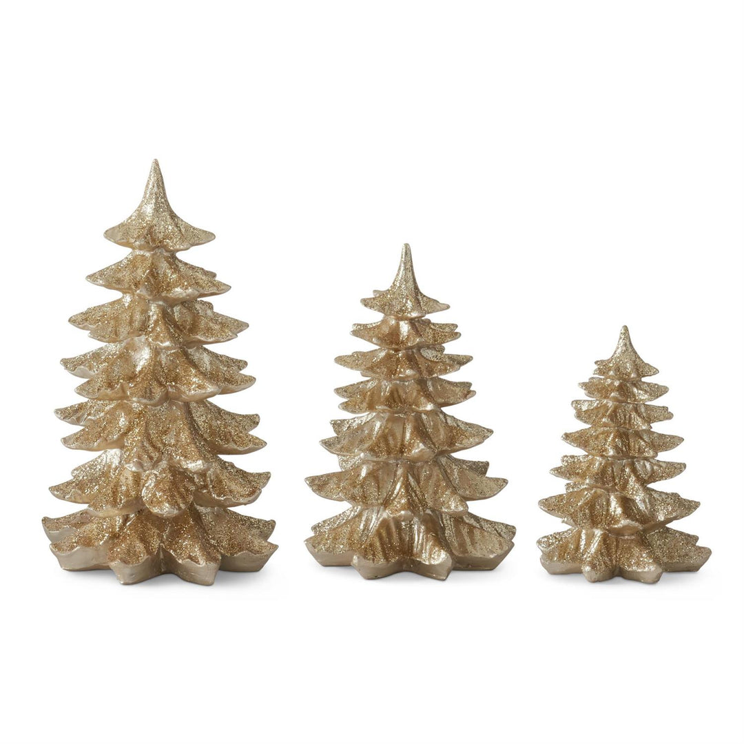 Gold Glittered Christmas Trees – Set/3