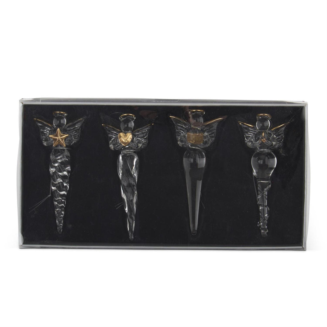 Glass Angel Icicle Ornament Set – Set/4