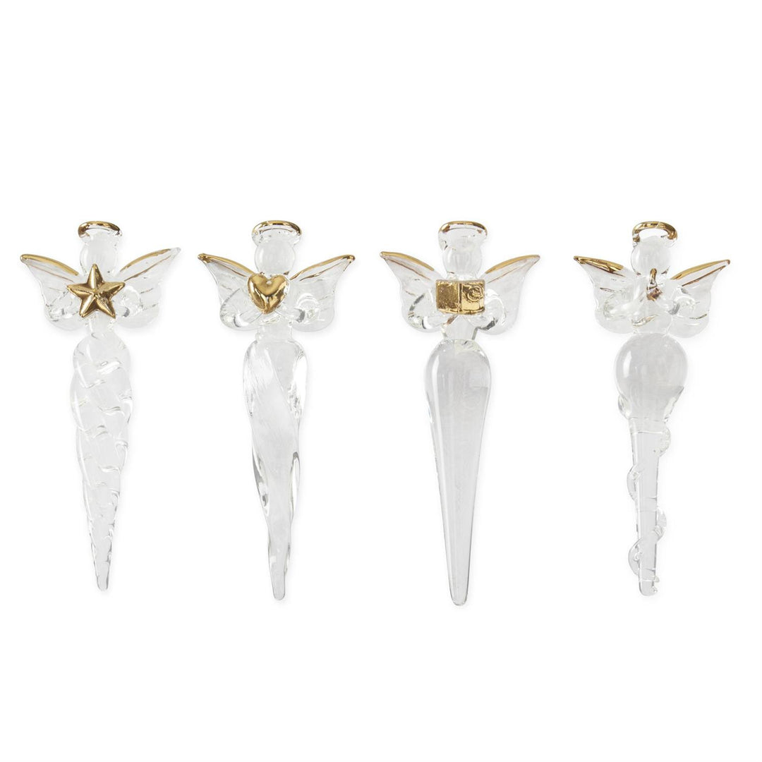 Glass Angel Icicle Ornament Set – Set/4