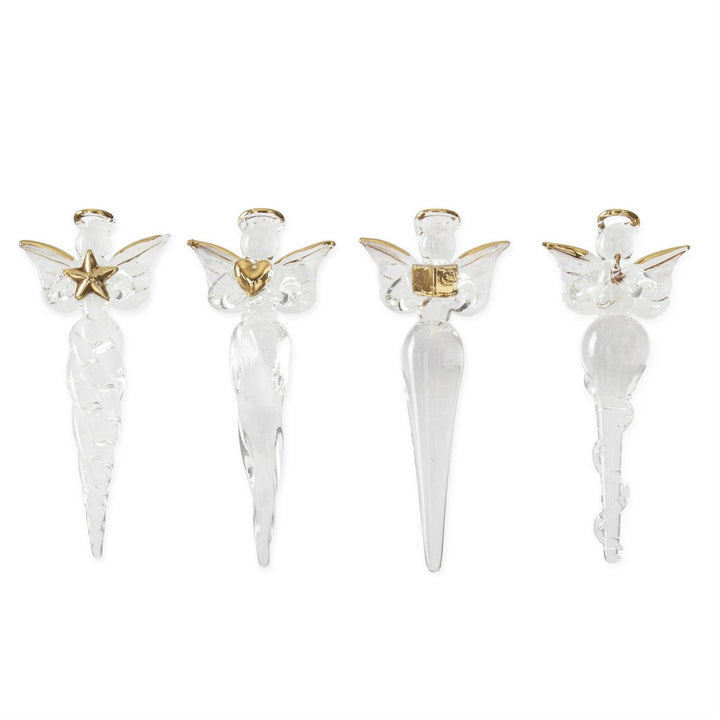 Glass Angel Icicle Ornament Set – Set/4