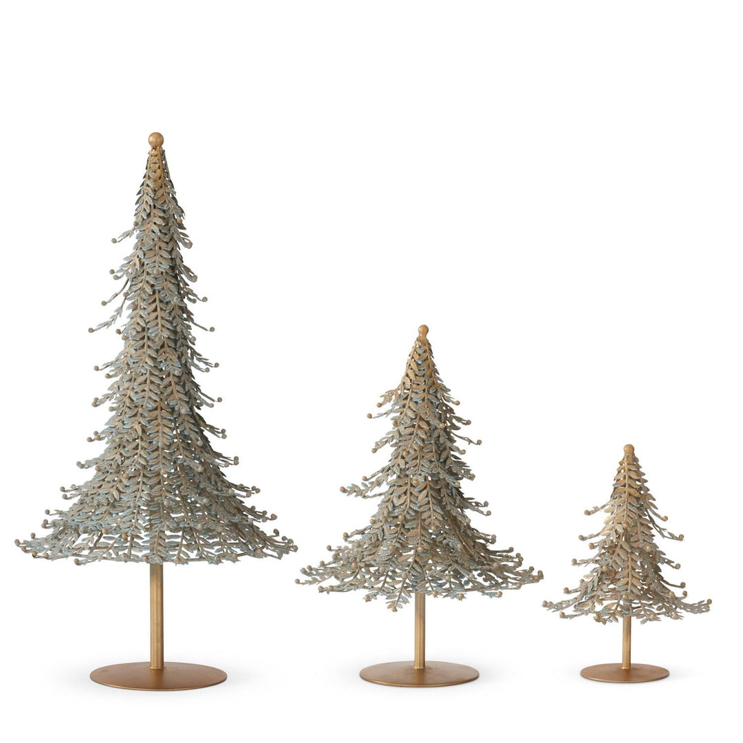 Patina Green Lamp Gold Metal Christmas Trees – Set/3