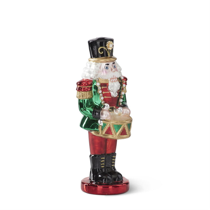 Blown Glass Nutcracker with Drum Ornament