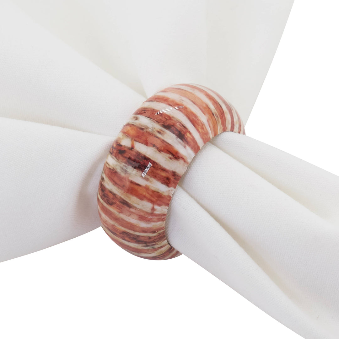 Striped Wood Napkin Ring, Set of 4