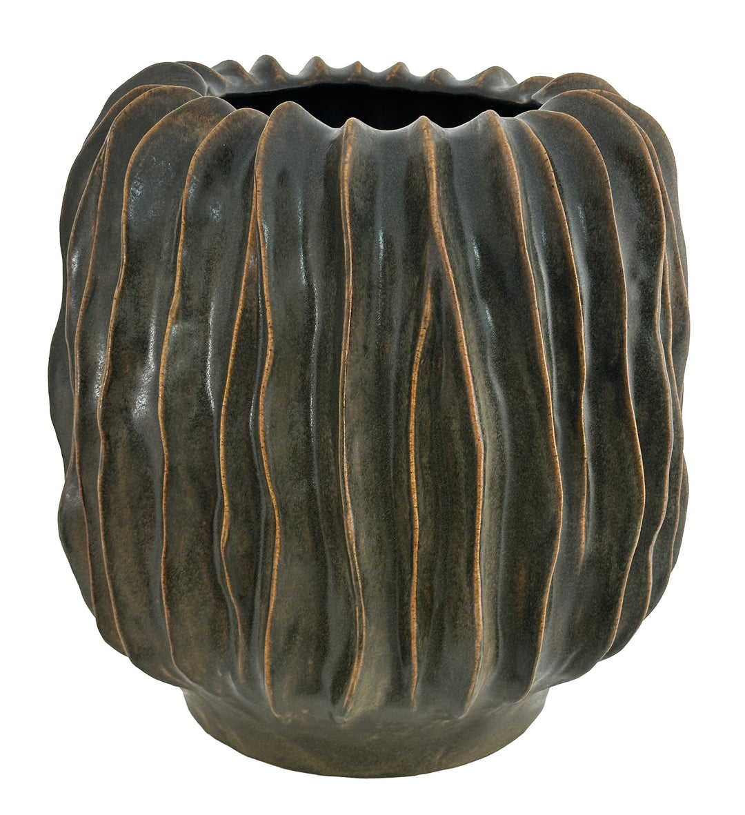 Sculptural Ribbed Ceramic Planter