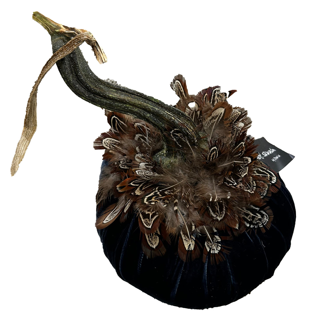 Velvet Pumpkin with Feather Collar