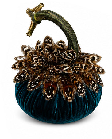 Velvet Pumpkin with Feather Collar