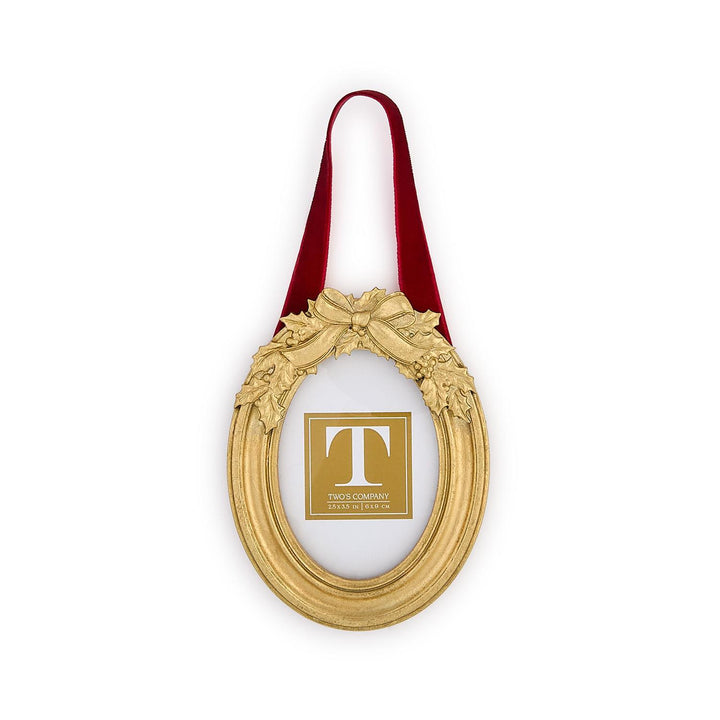 Holly Leaves Frame Ornament